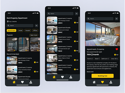 Space Rent App apartments apartments for rent design ui ux застосунок моб.додаток оренда орендажитла