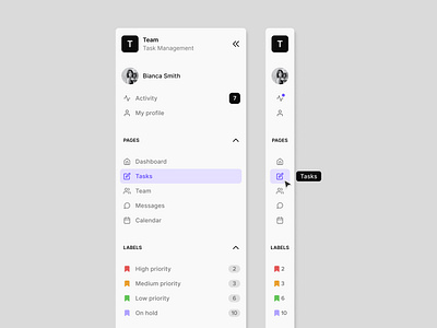 Sidebar Navigation animation collapse design expand hover management navigation product sidebar simple team ui user ux