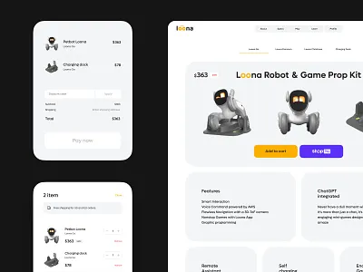 Loona Robot Website app branding catalog clean design desktop flat form illustration interface logo order pet robot ui ux web webdesign