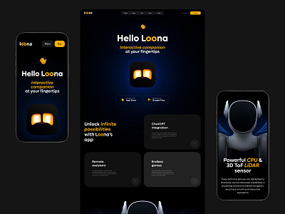 Loona Robot Website app branding clean dark design desktop flat illustration interface logo mobile pet robot ui ux web webdesign