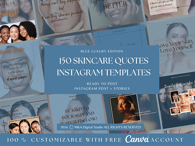 SKINCARE QUOTES INSTAGRAM READY TO POST TEMPLATE BLUE EDITION beauty social media template beauty templates canva instagram template graphic design instagram branding kit instagram post templates luxury instagram templates skincare instagram post skincare instagram template skincare instagram templates skincare social media post