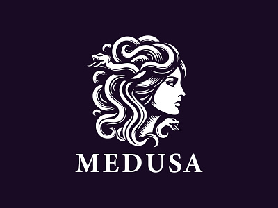 Medusa Logo ancient antiquity art computer curly waves economy entertainment finance game hair salon head law firm nails publishing
