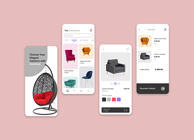 Furniture app design branding design ecommerce app ecommerce website estore deign figma furniture app graphic design illustration logo minimal design mobile design store ui ui ux user interface deign ux