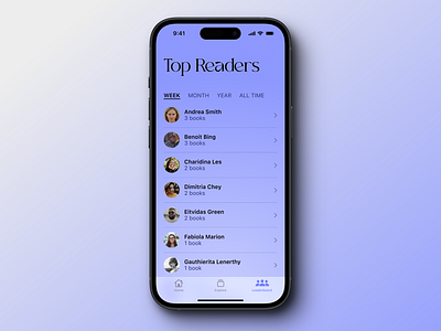 Reader Leaderboard for iOS app ios mobile ui ux