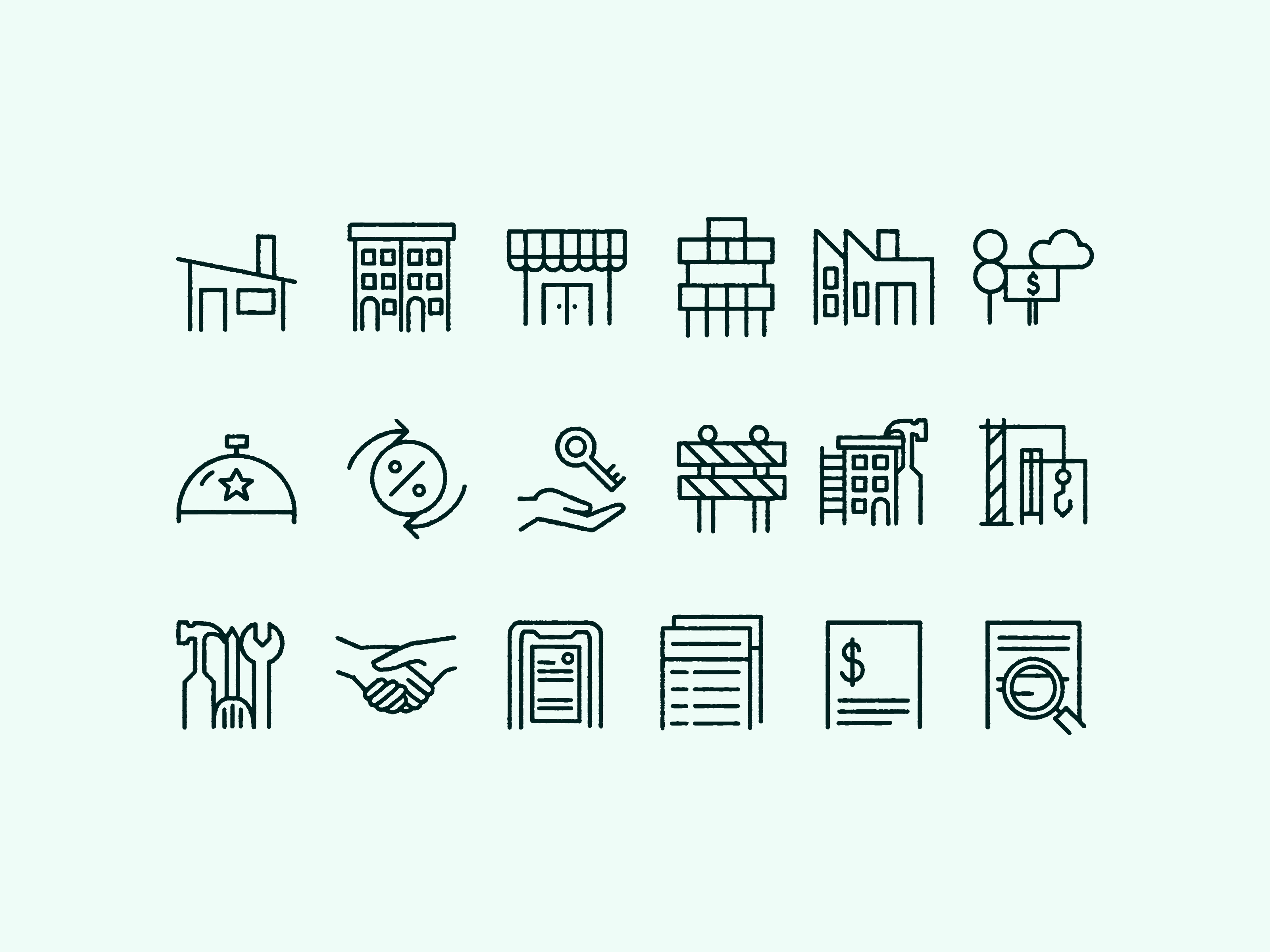 Real Estate Icons branding brokerage iconography illustration illustrator procreate real estate