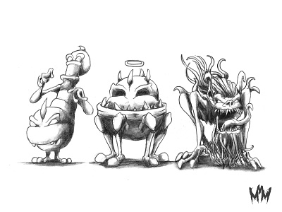 Ward, Reed, and Kent bestiary cartoon character drawing fantasy horror illustration monster sketch