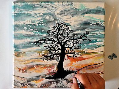 Acrylic Pouring Background ~ Fluid Art Embellishment acrylic acrylic paint art branding design illustration paintings pouring tree tutorial ui