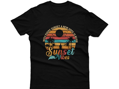 Sunset T shirt Design design graphic design grunge illustration summer design summer mockup summer sunset design summer t shirt sunset design sunset t shirt design t shirt vector vintage