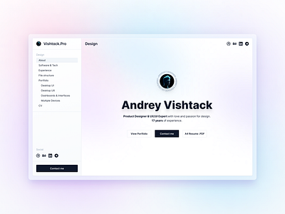 Minimalistic and clean "Hero" block clean cv desktop figma glassmorphism light minimalistic portfolio ui ux website