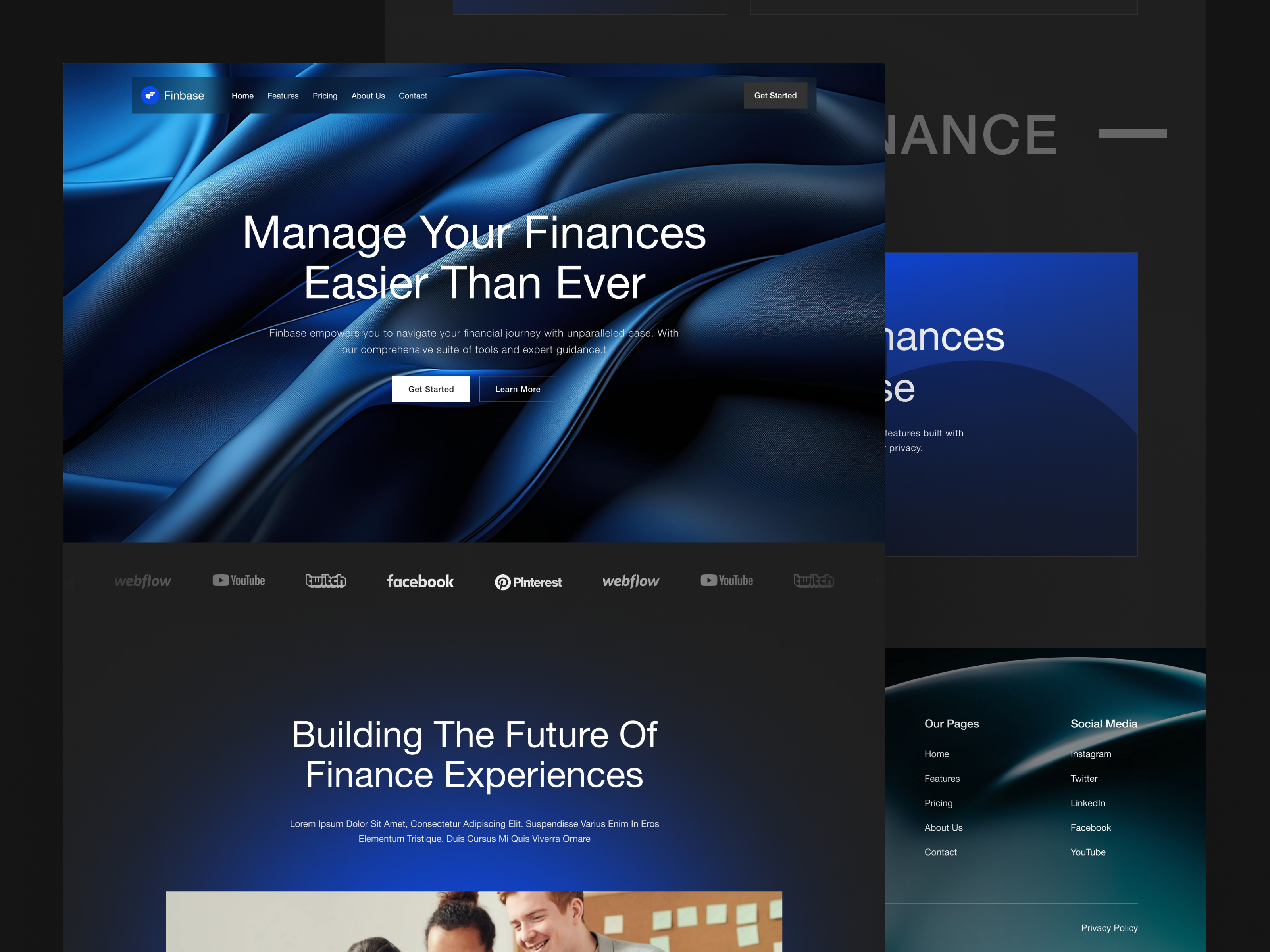 Finance - web design analytics banking cards design designflow finance finance website header homepage landing page saas ui ui design wallet web web application web design website