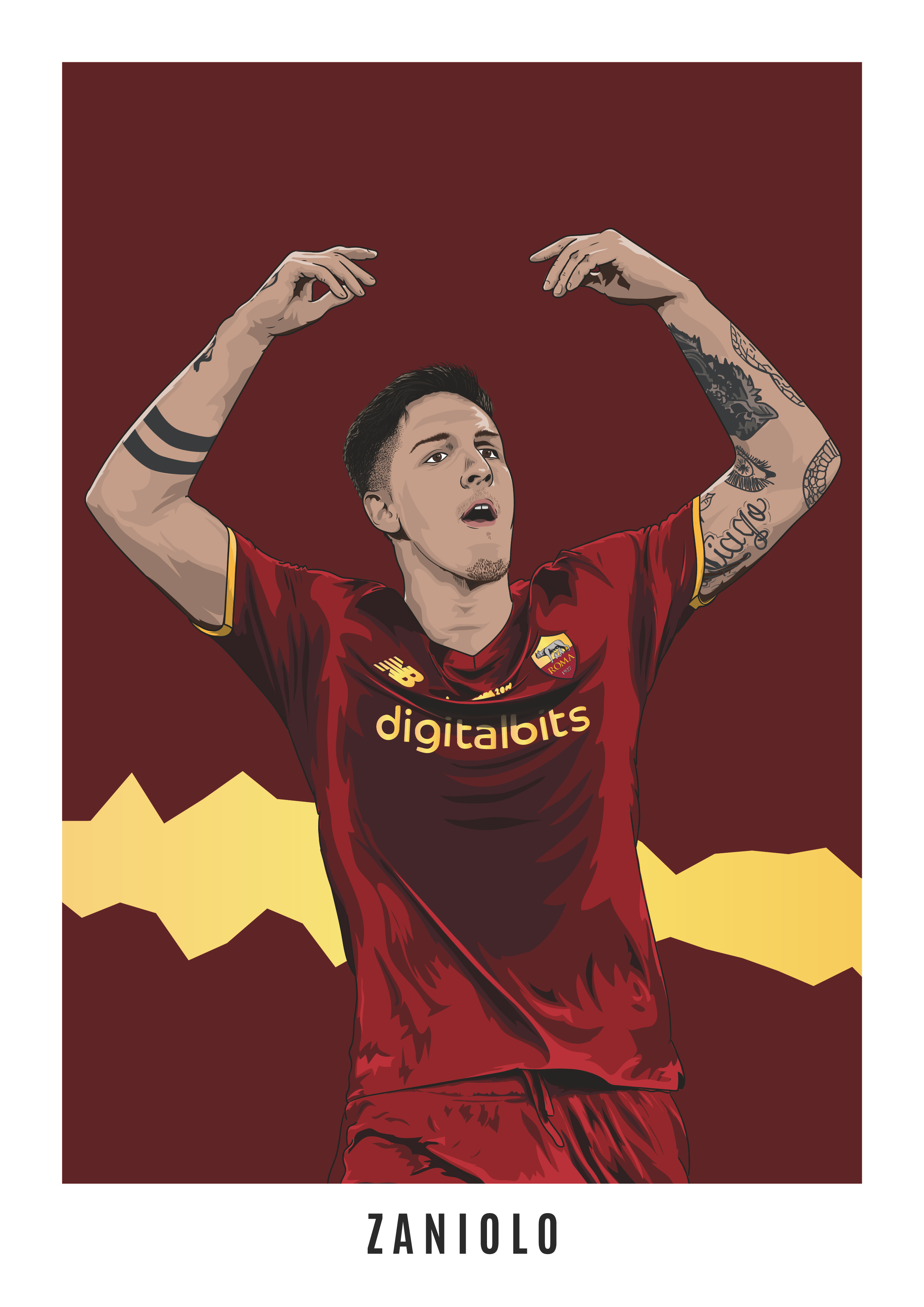 Nicolò Zaniolo, Roma art design drawing football football player illustration italy roma serie a soccer