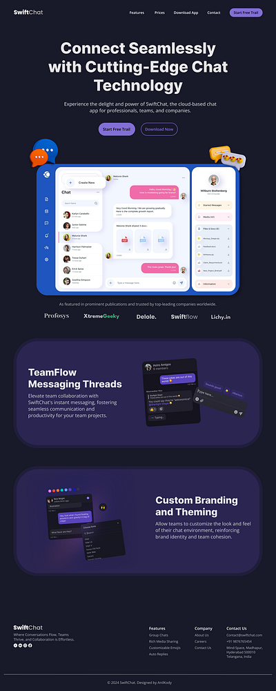 SwiftChat - SaaS Landing Page Design! branding landing page saas web design website