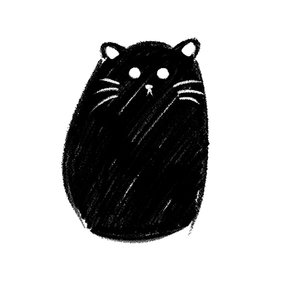 Black cat animation illustration