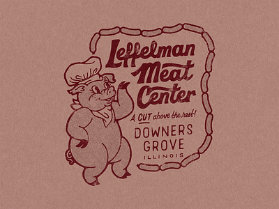 Leffelman Meat Center Piggie Merch butcher chef design hand lettered hand lettering illustration meat pig procreate retro sausage t shirt