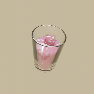 Glass with Lean 3d blender food glass ice render
