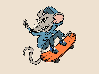 Skate Rat fresco hipster illustration rat skate skater