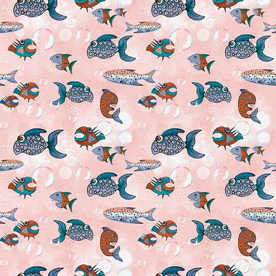 Crazy fish fish graphic design pattern procreate