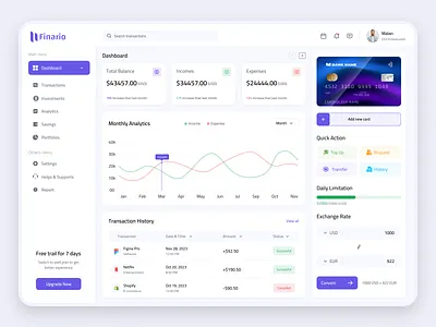 Fintech Dashboard app appdesign branding design mobileapp productdesign ui uiux userexperiencedesign userinterfacedesign web webdesign websitedesign