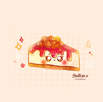 Cheesecake De Fresa by sailizv.v adorable adorable lovely artwork concept creative cute art design digitalart illustration