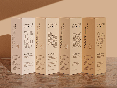 Authentic Ego Box Packaging acne beauty box brand identity branding contemporary design face health logo minimalist modern packaging science based self care skin tones skincare sophisticated tube wellness