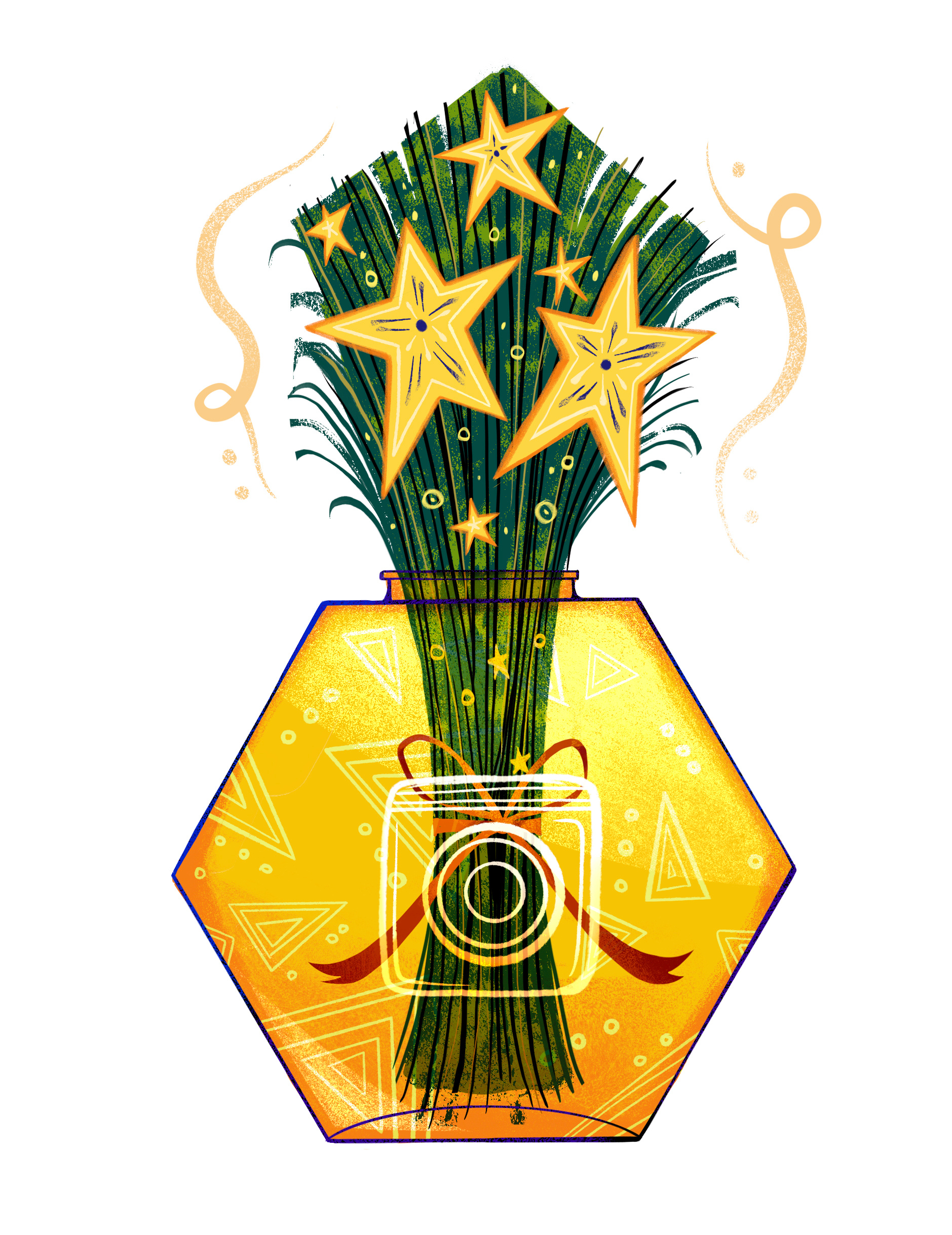"On-line" - Instagram flower vase editorial flowers illustration social media