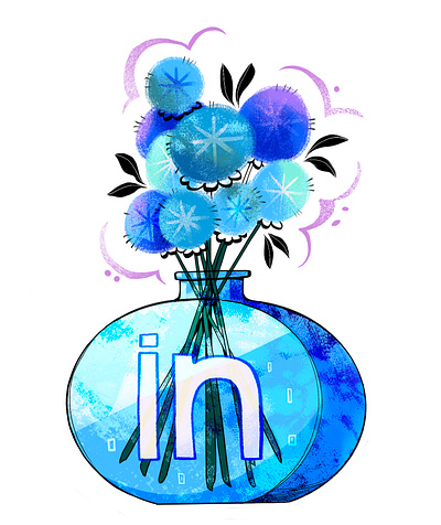 "On-line" - LinkedIn flower vase editorial flowers illustration social media