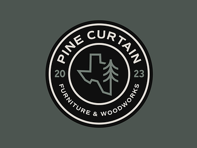 Pine Curtain Woodworks • Logo System branding branding system design furniture illustration logo logo system texas typography vector woodworking