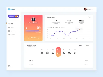 Heytutor Dashboard dashboard education graphic design ui ux web design