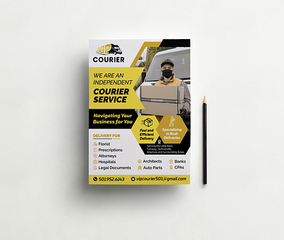 Courier Service and delivery company flyer postman