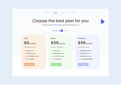Pricing Page Concept concept daily dailyui design graphic design illustration page pastel pastels plan price pricing pricing plan project ui
