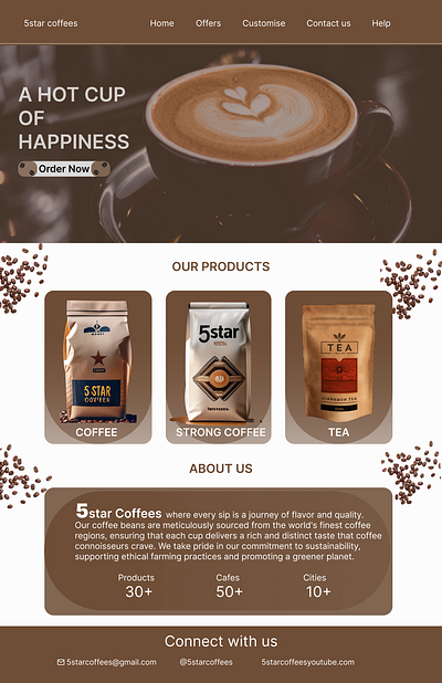 Home page for 5star Coffees branding coffee coffeehomepage coffeewebsite figma homepage intern uiux
