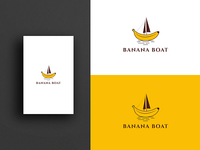 Banana boat logo design. Sea boat logo banana beach boat branding graphic design logo logo design nature sea travel water