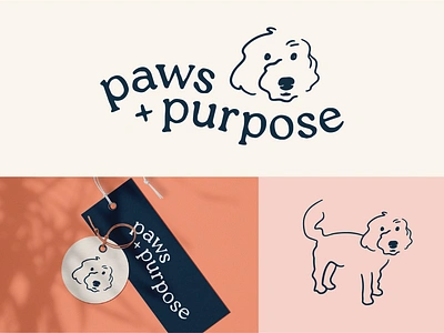 Paws + Purpose Brand Identity brand identity branding branding suite dog icon dog illustration flat hand lettered logo hand lettering illustration logo logo design pet toy brand playful branding typography vector visual brand visual identity