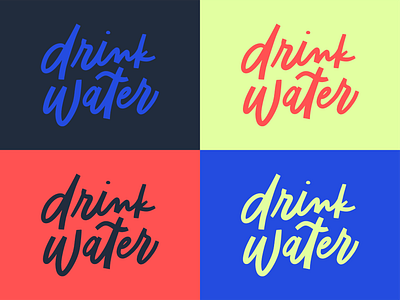 Drink Water - Coaster Design drink drink water flat hand lettered type hand lettering lettering type design typography vector water wordmark