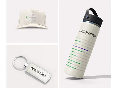 Enterprise - Rebrand - Brand Applications art direction brand application branding car rental design enterprise graphic design hat key chain logo rebrand rental travel visual identity water bottle