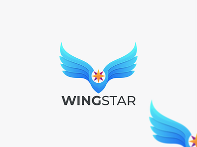 WING STAR branding design graphic design icon illustration logo star logo wing logo wing star