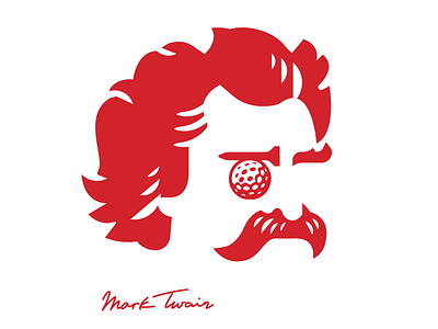 Mark Twain author branding clothing connecticut eye golf golf course golfball graphic design illustration logo mark twain minimalist mustache portrait print retro vector vintage
