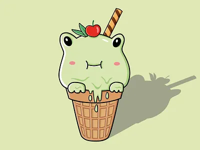 Ice Cream Frog Matcha animal animation design frog ice cream illustration vector
