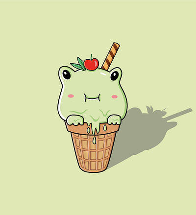 Ice Cream Frog Matcha animal animation design frog ice cream illustration vector