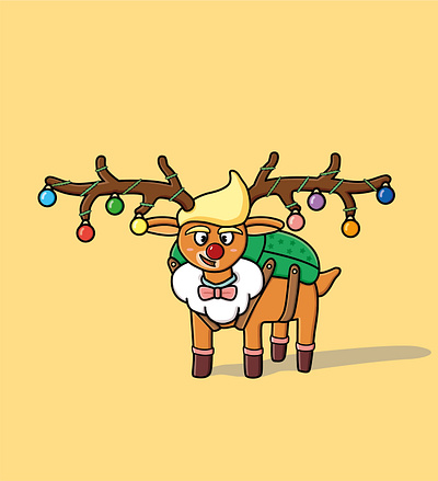 The Cheerful deer animal animation christmas deer design illustration vector