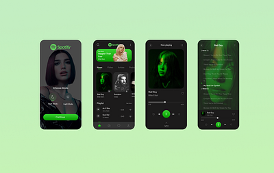 Spotify Music App Redesign 3d animation app branding graphic design logo motion graphics music ui ux wireframe