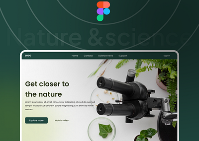 Science and nature website landing page 3d animation ui