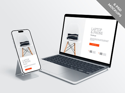 Laptop And Phone Screen With Holder Mockup app application branding developers interface laptop mock mockup phone screen template ui up ux web website