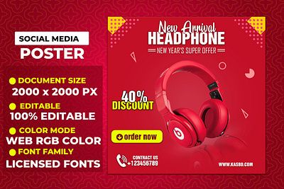 Headphone Poster branding graphic design