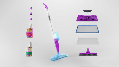 Cleaning Supply 3d after effects animation c4d cinema 4d cleaning supply design minimal mop