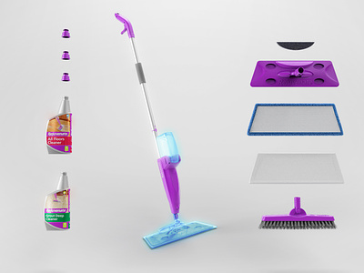 Cleaning Supply 3d after effects animation c4d cinema 4d cleaning supply design minimal mop