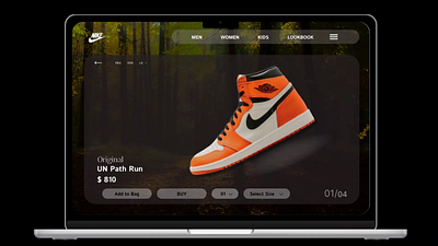 Nike shoe display page. app design ui ux