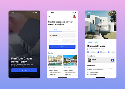 Daily UI Design practice 001/100. A house rental App design. ui design practice