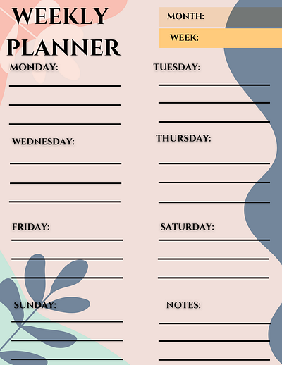 WEEKLY PLANNER planner digitalart weekly planner