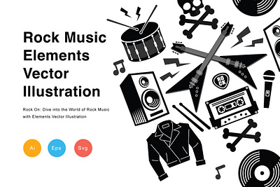 Rock Music Elements Vector Illustration performance